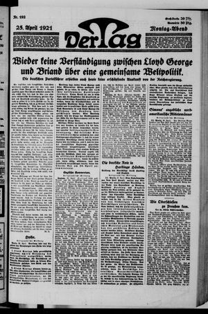 Der Tag vom 25.04.1921