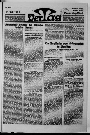 Der Tag vom 07.07.1921
