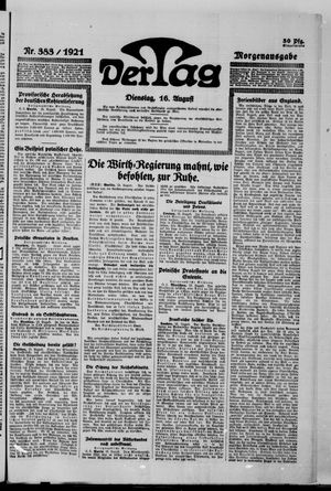 Der Tag on Aug 16, 1921