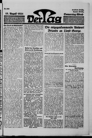 Der Tag on Aug 18, 1921