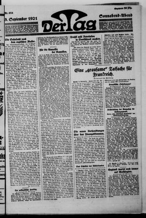 Der Tag vom 03.09.1921