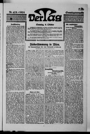 Der Tag on Oct 9, 1921