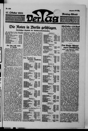 Der Tag vom 17.10.1921