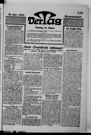 Der Tag on Oct 25, 1921