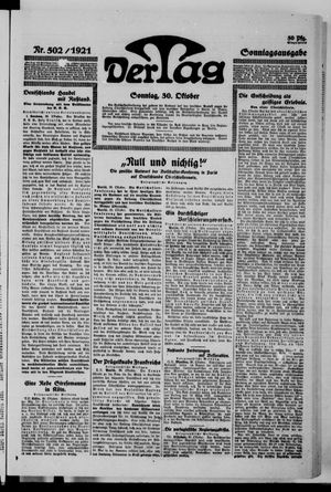 Der Tag vom 30.10.1921