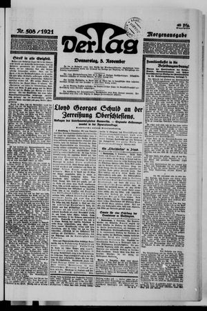 Der Tag on Nov 3, 1921