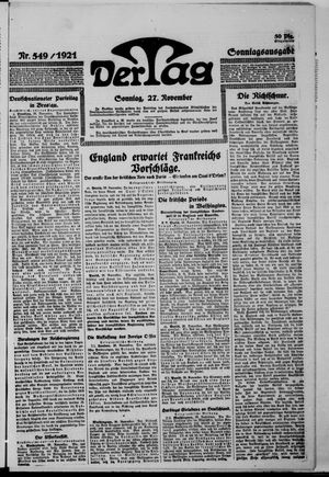 Der Tag vom 27.11.1921