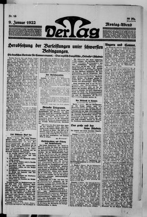 Der Tag on Jan 9, 1922