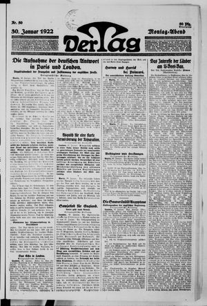 Der Tag vom 30.01.1922