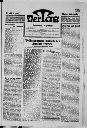 Der Tag vom 09.02.1922