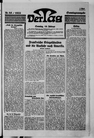 Der Tag on Feb 19, 1922