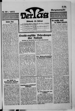 Der Tag on Feb 22, 1922