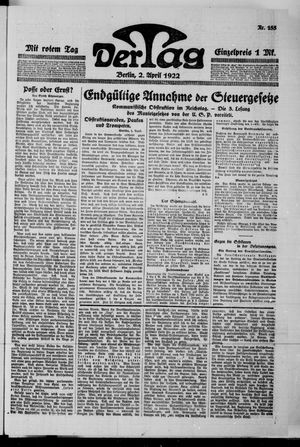 Der Tag on Apr 2, 1922
