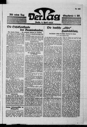 Der Tag vom 08.04.1922