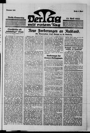 Der Tag vom 13.04.1922