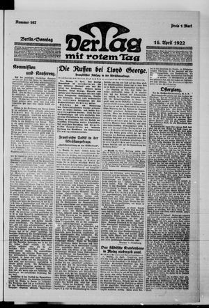 Der Tag vom 16.04.1922