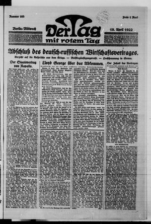 Der Tag on Apr 19, 1922