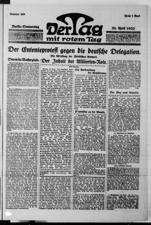 Der Tag vom 20.04.1922