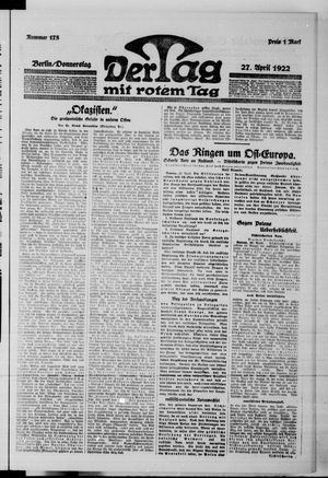 Der Tag on Apr 27, 1922