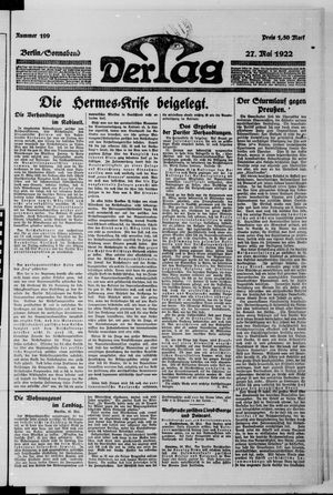 Der Tag vom 27.05.1922