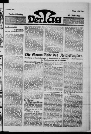 Der Tag vom 30.05.1922