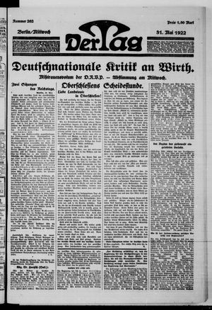 Der Tag vom 31.05.1922