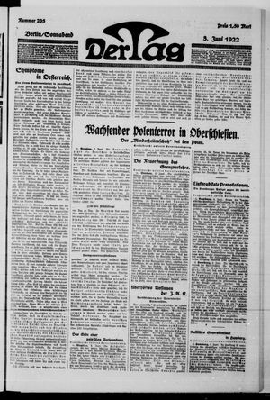 Der Tag on Jun 3, 1922