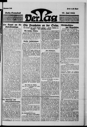 Der Tag vom 10.06.1922