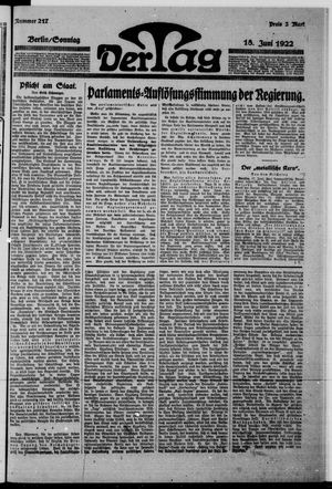 Der Tag vom 18.06.1922
