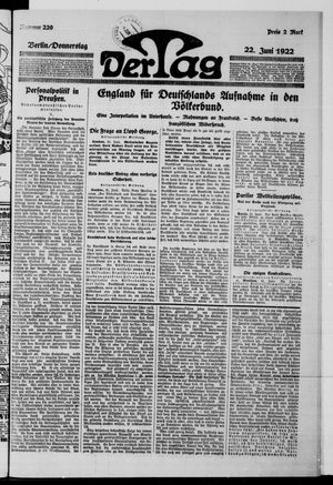 Der Tag on Jun 22, 1922