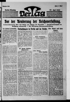 Der Tag vom 27.06.1922