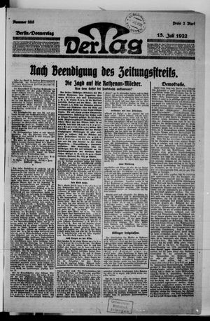 Der Tag vom 13.07.1922