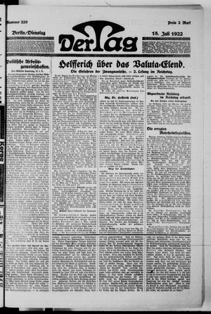 Der Tag on Jul 18, 1922