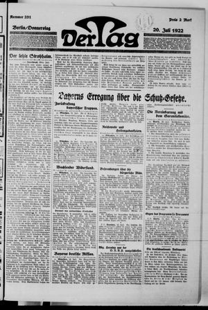 Der Tag vom 20.07.1922