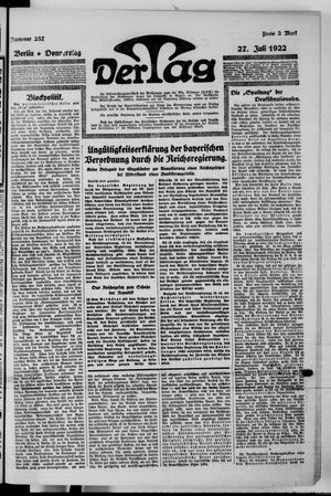 Der Tag on Jul 27, 1922