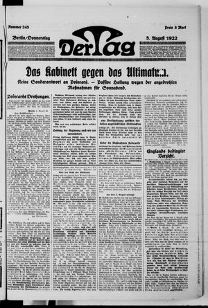 Der Tag on Aug 3, 1922