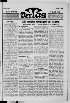 Der Tag vom 09.08.1922