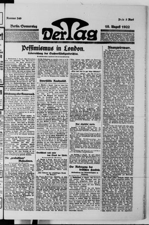 Der Tag vom 10.08.1922