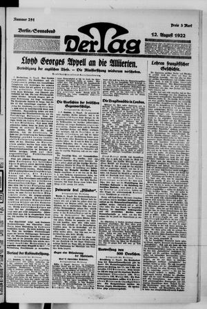 Der Tag vom 12.08.1922