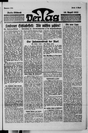 Der Tag vom 16.08.1922