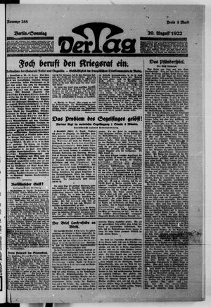 Der Tag vom 20.08.1922