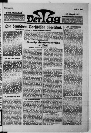 Der Tag vom 26.08.1922