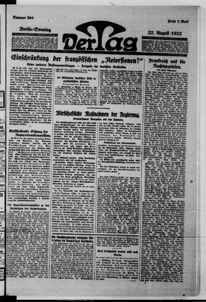 Der Tag on Aug 27, 1922