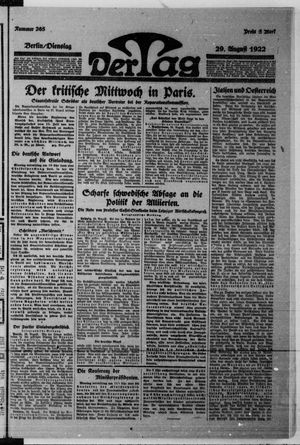 Der Tag vom 29.08.1922