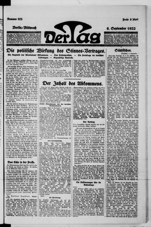 Der Tag on Sep 6, 1922