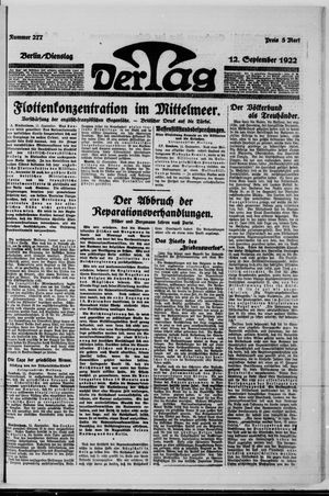 Der Tag on Sep 12, 1922