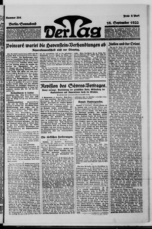 Der Tag vom 16.09.1922