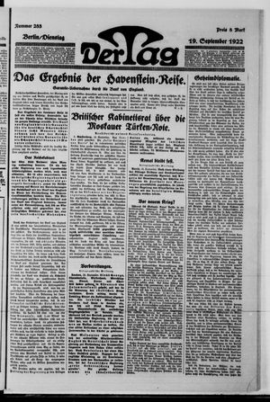 Der Tag vom 19.09.1922