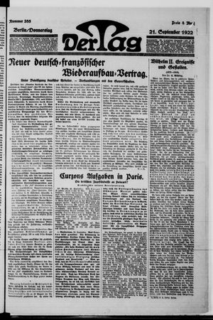 Der Tag on Sep 21, 1922