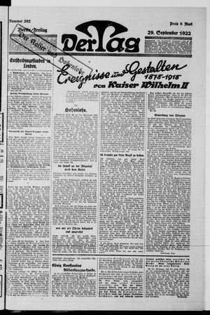 Der Tag vom 29.09.1922